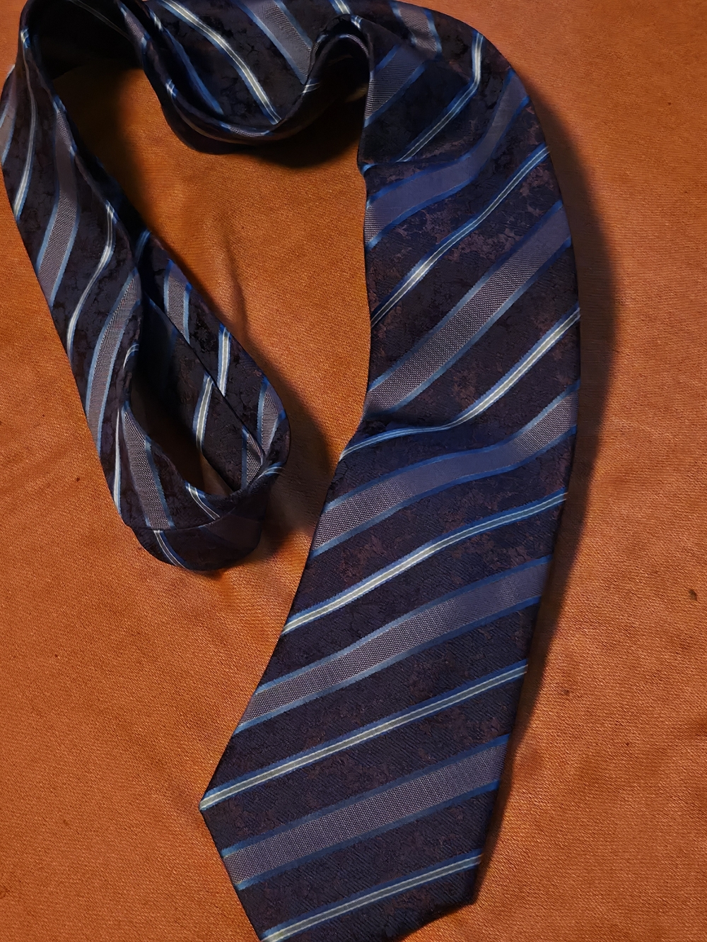 4/$25 Deal! Geoffrey Beene Navy and Purple Striped Tie